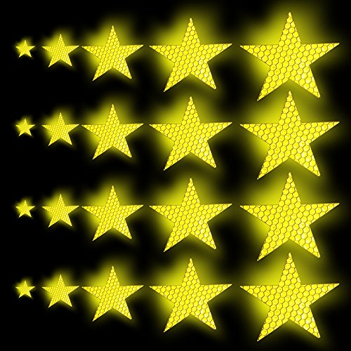 Tuqiang Forma de Estrella Cinta Reflectante Impermeable Pegatina para Silla de Ruedas Bastón Calzado Alta Visibilidad Cinta Adhesiva Reflectante 25 Piezas Amarillo