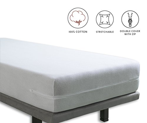 Tural – Funda de colchón elástica con cremallera. Rizo 100% Algodón. Talla 150x190/200cm