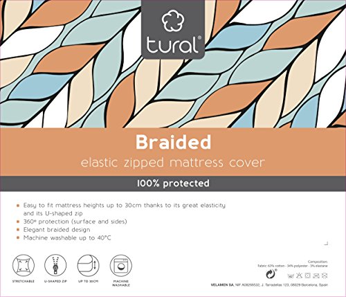 Tural – Funda de colchón Extra elástica y Resistente. Cierre con Cremallera. Talla 160x190/200cm
