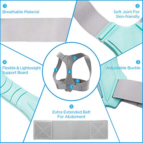 TURATA Corrector Postura Espalda y Hombros, Hombro Ajustable Profesional y Respaldo de La Médula Espinal Soporte, Prevención y Mejora de Las Jorobas, Alivia el Dolor de Espalda, Hombro (Orin L)