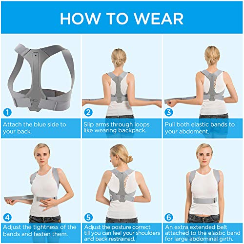 TURATA Corrector Postura Espalda y Hombros, Hombro Ajustable Profesional y Respaldo de La Médula Espinal Soporte, Prevención y Mejora de Las Jorobas, Alivia el Dolor de Espalda, Hombro (Orin L)