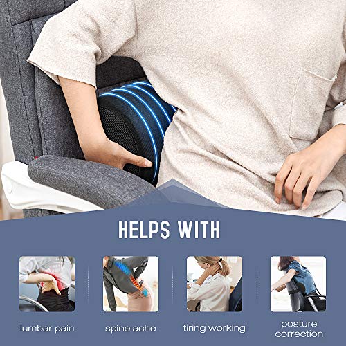 Tusscle cojin Lumbar Silla con Esponja,Almohada Lumbar Ergonómica para Silla De Coche, Office,Soporte de Espalda per Silla De Ruedas Y Cama