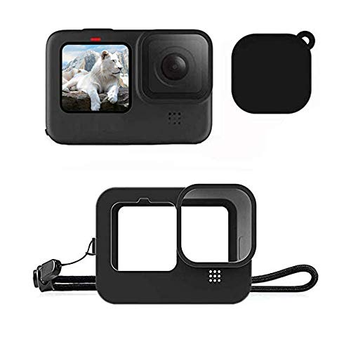 TUTUO Funda de Silicona para GoPro Hero 9 Black cámara de acción, Funda Protectora de Marco de Goma,Funda de Silicona Suave con cordón GoPro Hero 9 Accesorios Prevención de arañazos Anti-caída
