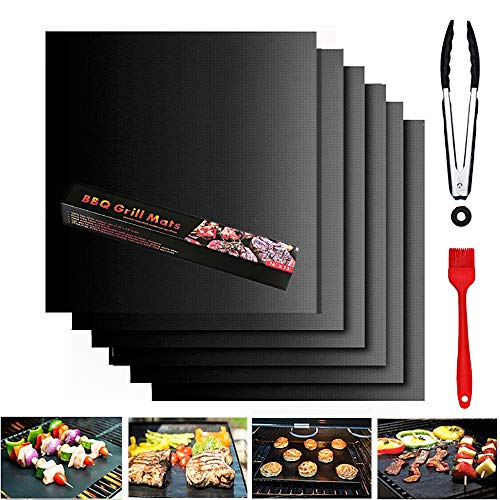 TWBEST Estera de Barbacoa， 8 Piezas Alfombrilla Reutilizable de Barbacoa Horno, Gas Carbón, Parrilla y Barbacoa Apto a Carne, Pescado y Verduras 40x33cm