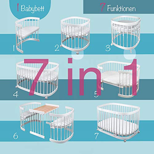 tweeto 2018/2019 - Cuna para bebé 7 en 1, 1 juego completo/haya, 7 variantes, convertible, multifuncional, con colchón haya natural