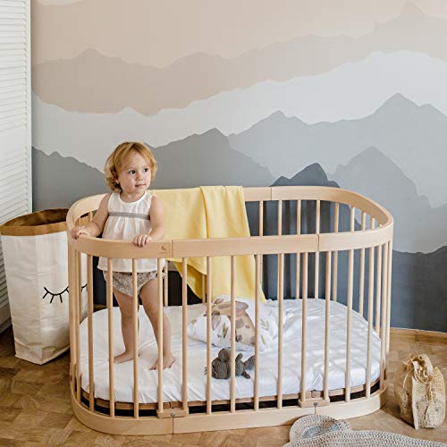 tweeto 2018/2019 - Cuna para bebé 7 en 1, 1 juego completo/haya, 7 variantes, convertible, multifuncional, con colchón haya natural