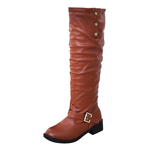 TWIFER Botas Altas para Mujer Botines para Mujer Tacón Ancho Boots otoño Invierno Zapatos Casuales Tacón Ancho Moda Fiestas Oficina Botas Antideslizante Cremallera Negro Café Rosado 35-41