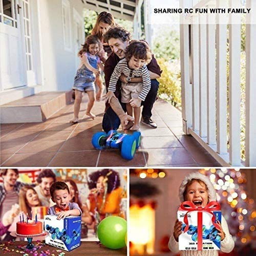 TwobeFit Coche Teledirigido, 2.4 GHz RC Coche Acrobacia Rotación Volteo de 360 Grados, con Batería Recargable, 360° Doble Lado Flexibles Control Remoto de Coche Carrera para niños Regalo
