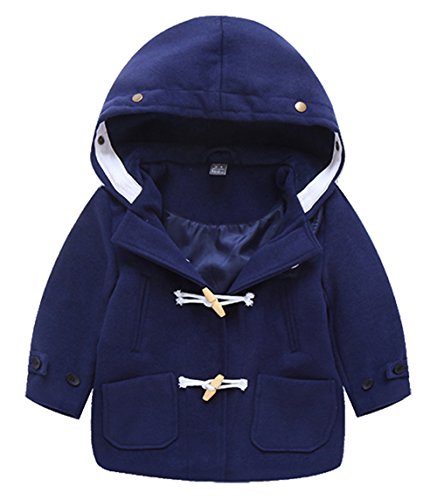 TXYSEFS - Niños Niñas Abrigo Acolchado con Capucha Botones Trenca Chaqueta de Invierno Calentito Elegante Infantil Encapuchado Coat for Boys Kids - 3-4 Años - Azul