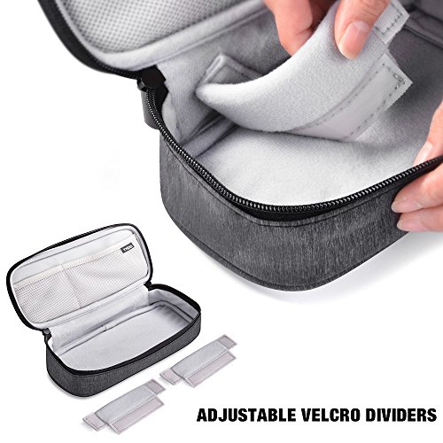 TYCKA Organizador de Cables de Viaje, Accesorios de electrónica portátil Estuches para Discos Duros con Dos divisores de Velcro Ajustables para Cables, USB, Tarjetas SD, Cargadores, Gris Oscuro