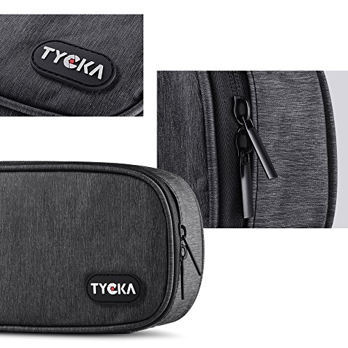 TYCKA Organizador de Cables de Viaje, Accesorios de electrónica portátil Estuches para Discos Duros con Dos divisores de Velcro Ajustables para Cables, USB, Tarjetas SD, Cargadores, Gris Oscuro