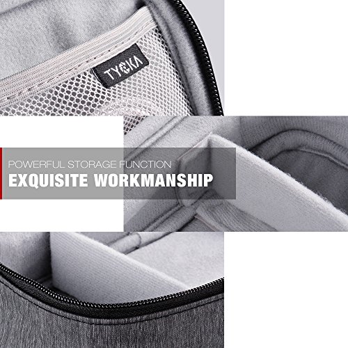 TYCKA Organizador de Cables de Viaje, Accesorios de electrónica portátil Estuches para Discos Duros con Dos divisores de Velcro Ajustables para Cables, USB, Tarjetas SD, Cargadores, Gris Oscuro