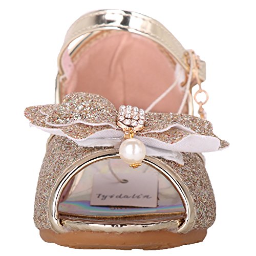 Tyidalin Niña Bailarina Zapatos de Tacón Disfraz de Princesa Zapatilla de Ballet para 3 a 12 Años EU24-35(Color:Rosa,Plata,Oro,Azul)