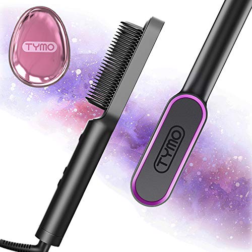 TYMO Hair Straightener Brush - Straightening Brush with Anti-Scald 39s Fast Heating 5 Heat Levels Auto Off for Home Travel and Salon