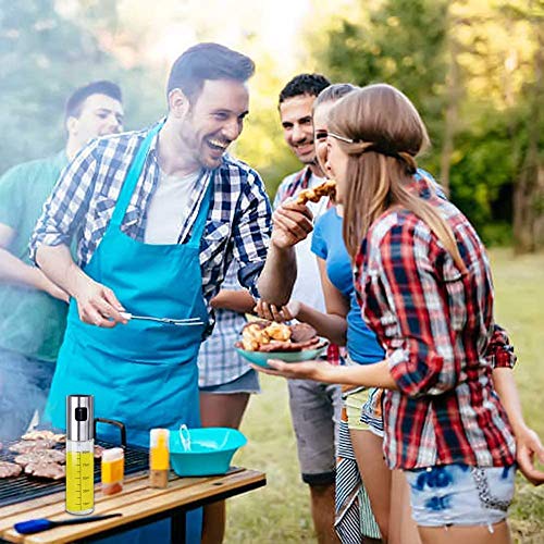 TYSO Dispensador de pulverizador de Aceite, [2 Pack] 100 ML Rociador de Aceite, Inoxidable Botella de Vidrio para cocinar/Ensalada/Hornear Pan/BBQ/Cocina