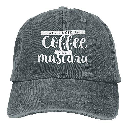 tyutrir Todo lo Que Necesito es café y rimel Unisex Denim Jeanet Gorra de béisbol Gorra de Caza Ajustable para Hombres o Mujeres