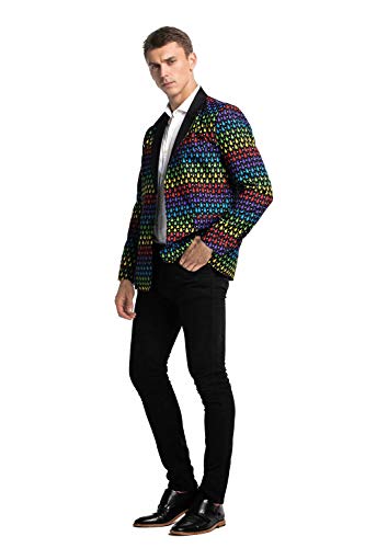 U LOOK UGLY TODAY - Chándal de fiesta para hombre, chaqueta de sakko, bláster, disfraz de Navidad, chaqueta festiva con divertidos estampados, multicolor árbol de navidad L