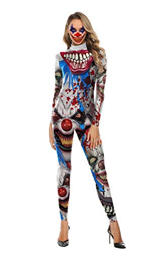 U LOOK UGLY TODAY - Vestido Mono Sexy de Fiesta para Mujer, Traje de Disfraz para Carnaval,Halloween de Esqueleto, con Tacto Suave y Transpirable