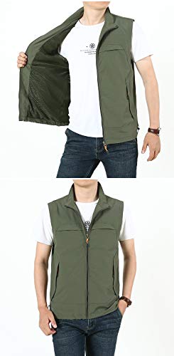 U/A Chaleco de Pesca de Ocio al Aire Libre para Hombres Cuello Alto Multi-Bolsa    Fotografía Transpirable Chaleco de Secado rápido