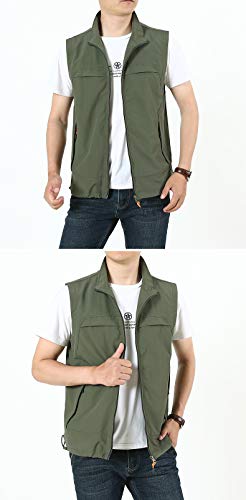 U/A Chaleco de Pesca de Ocio al Aire Libre para Hombres Cuello Alto Multi-Bolsa    Fotografía Transpirable Chaleco de Secado rápido
