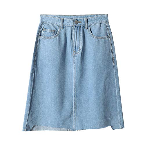U/A Mitad De Longitud Una Línea De Falda De Verano Delgada De Mezclilla Falda Con Irregular Bajo Crudo