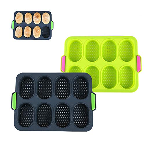 UANOU Hilera de Pan Molde Vaporera Horno Silicona Molde de Pan francés 8 Bandeja Uniforme Pan francés Pasta Antiadherente Hamburguesa Pastel Palito francés Hornear