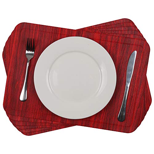 U'Artlines Juegos de 6 Manteles Individuales,Rojo Manteles Individuales Navidad Salvamantele Individuales Lavables de Resistente al Calor Antimanchas Impermeable