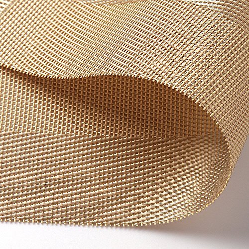 U'Artlines - Mantel individual de vinilo tejido Crossweave con aislamiento de calor, lavable, manteles individuales, dorado, 6+1