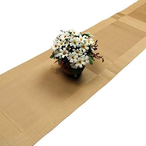 U'Artlines - Mantel individual de vinilo tejido Crossweave con aislamiento de calor, lavable, manteles individuales, dorado, 6+1