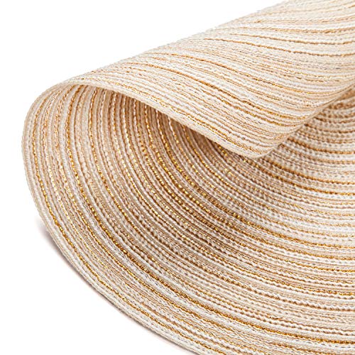 U'Artlines Place Mat, Juego de 6 manteles de Hilo de algodón Trenzado Round-shapped de 14-Inch Round-shapped (Redondo, Marfil)