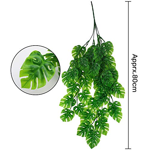 UBERMing 2 Piezas Artificial Hiedra Planta Plastico Hojas de Monstera Artificiales Falsa Planta Colgante de Plastica Vid para Pared Exterior Interior Jardín Balcon Cesta Boda Deco