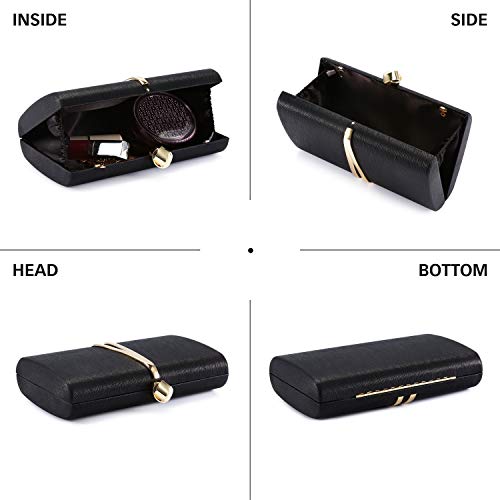 UBORSE Bolso Noche Negro Clutch Mujer Fiesta Cartera de Mano Bandolera con Cadena para Ceremonia Boda Novia