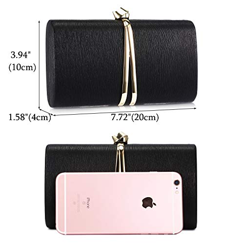 UBORSE Bolso Noche Negro Clutch Mujer Fiesta Cartera de Mano Bandolera con Cadena para Ceremonia Boda Novia