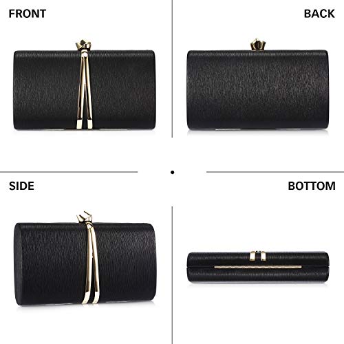 UBORSE Bolso Noche Negro Clutch Mujer Fiesta Cartera de Mano Bandolera con Cadena para Ceremonia Boda Novia