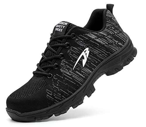 Ucayali Zapatillas de Seguridad Mujer Zapatos de Trabajo con Punta de Acero Calzado Protección Laboral Deportivos - Ultraligeras Transpirables y Cómodas, Negro 40