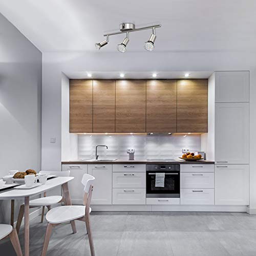 Uchrolls Lámpara de techo LED giratoria, 3 llamas, incluido 3 x 3.5W iluminante GU10 LED, 380LM, blanco cálido, lámpara de techo LED Foco de techo LED Foco de techo LED Lámpara de LED