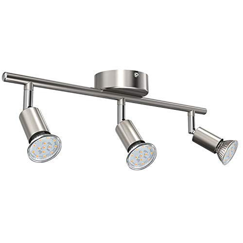 Uchrolls Lámpara de techo LED giratoria, 3 llamas, incluido 3 x 3.5W iluminante GU10 LED, 380LM, blanco cálido, lámpara de techo LED Foco de techo LED Foco de techo LED Lámpara de LED