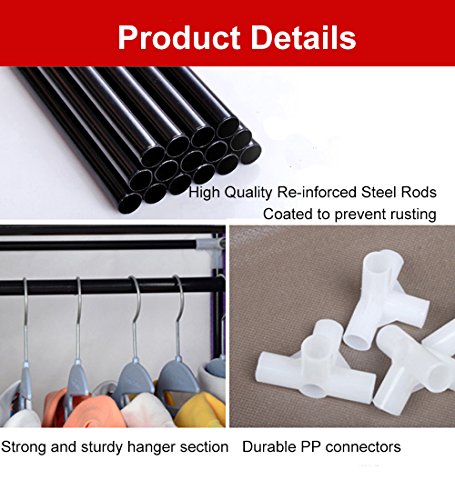 UDEAR Armario de Tela Plegable Ropa Organizador Closet portátil Guardarropa Negro