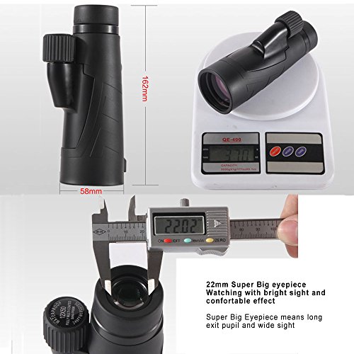 Ueasy - Monocular para observación de aves, impermeable de alta potencia con correa lateral de mano, trípode (12 x 50 cm)  c