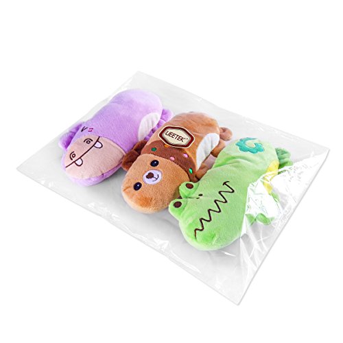 UEETEK Pack de 3 Squeaky Juguetes de Perros para Perros Cachorro, Oso Hipopótamo y Patrón de Rana Peluche Perros Chirrido Juguetes