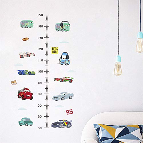 ufengke Coches Gráficos de Crecimiento Let's Race Vinilos Extraíble Altura Pegatinas de Pared para Habitación de Niños Sala de Estar del Dormitorio