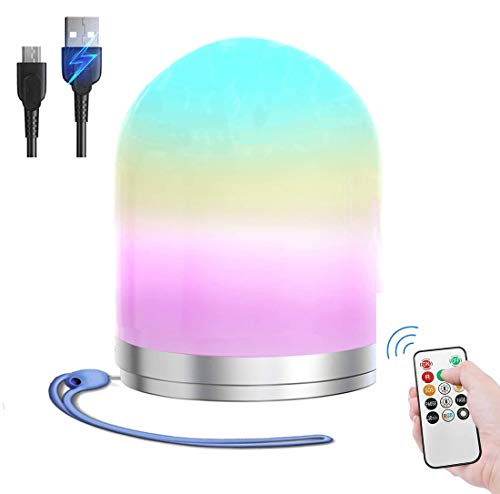 Ufun LED Luz Nocturna Infantil Vistoso Lámpara de Mesa USB Recargable Lámpara mesilla de Noche RGB+LED Luz de Nocturna, Portátil Lámpara Mesita Noche LED Lámpara de Tabla,Para Niños Habitación