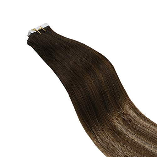 Ugeat 22Pulgada Skin Weft Extensiones Adhesivas de Cabello Natural 100% Remy Pelo Natural Humano Balayage Tape in Hair Extensions 50g 20pcs Liso Largo