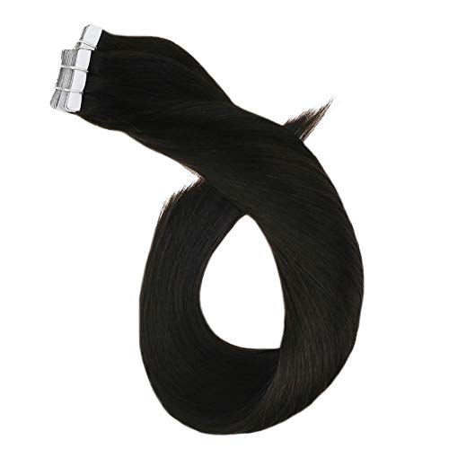 Ugeat 24Pulgada/60cm #1B Apagado Negro Tape in Cabello Humano Extensiones 100g 2.5g/pcs 100% Real Brasileno PU Weft Extensiones de Pelo Natural