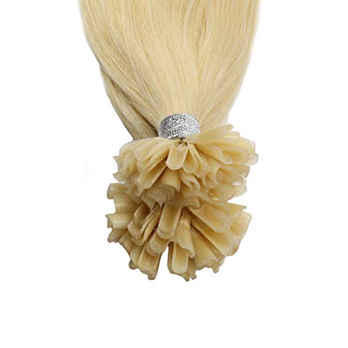 Ugeat 50g Extensiones de Pelo Remy Natural Blonde Extensiones Pelo Natural Human Hair 55cm U Tips Nail Tip Extensiones de Cabello Keratina #613