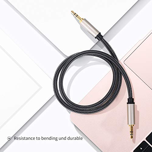 UGREEN Cable de Audio Estéreo HiFi Cable Jack 3.5MM Nylon Trenzado Calidad de Sonido Impecable para Radio del Coche, Reproductor, Radiocasete, Altavoces de Casa, Auricular, Equipo de Música,1Metros