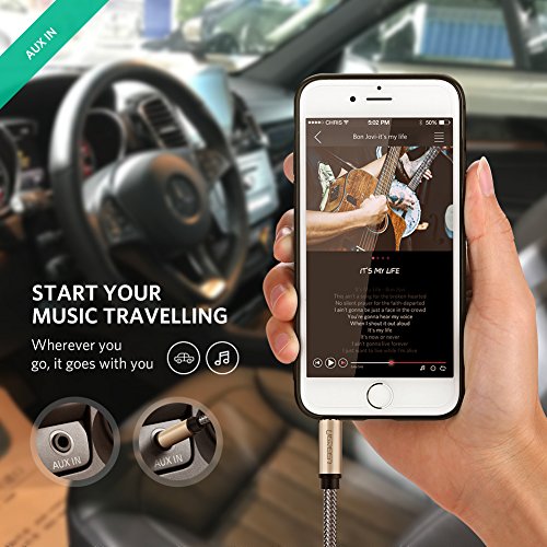 UGREEN Cable de Audio Estéreo HiFi Cable Jack 3.5MM Nylon Trenzado Calidad de Sonido Impecable para Radio del Coche, Reproductor, Radiocasete, Altavoces de Casa, Auricular, Equipo de Música, 2Metros
