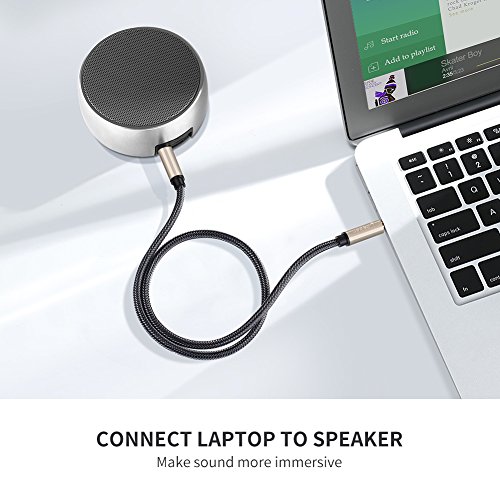 UGREEN Cable de Audio Estéreo HiFi Cable Jack 3.5MM Nylon Trenzado Calidad de Sonido Impecable para Radio del Coche, Reproductor, Radiocasete, Altavoces de Casa, Auricular, Equipo de Música,1Metros