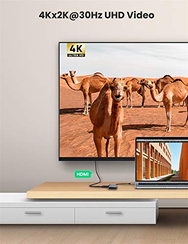 UGREEN Hub USB C, 6 En 1 Adaptador USB C a HDMI 4K, 3 Puertos USB 3.0, Lector Tarjeta SD TF, USB C Dock para Macbook Air Macbook Pro 2020 2019 2018 DELL XPS 13 15, iPad Pro 2020 2018, Samsung S20 S10