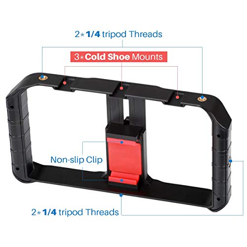 ULANZI U-Rig Pro Jaula de vídeo para iPhone Incluye 3 Soportes para Zapatos fríos, estabilizador de vídeo, videocámara para iPhone 11 Pro MAX XR SE 2020 8 7 Plus Samsung Xiaomi Huawei